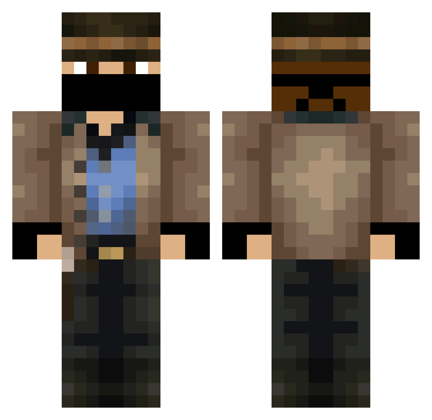 Chewyhead Minecraft skin, front and back view