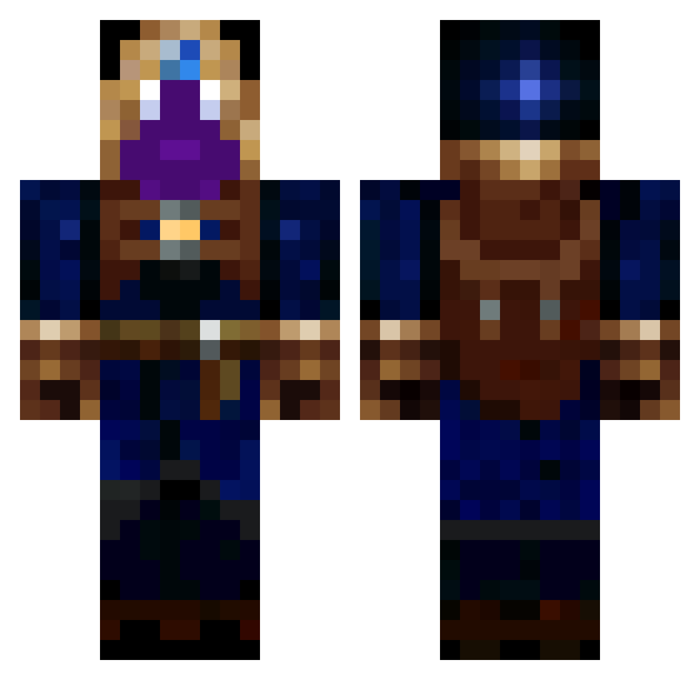 chiroka Minecraft skin, front and back view