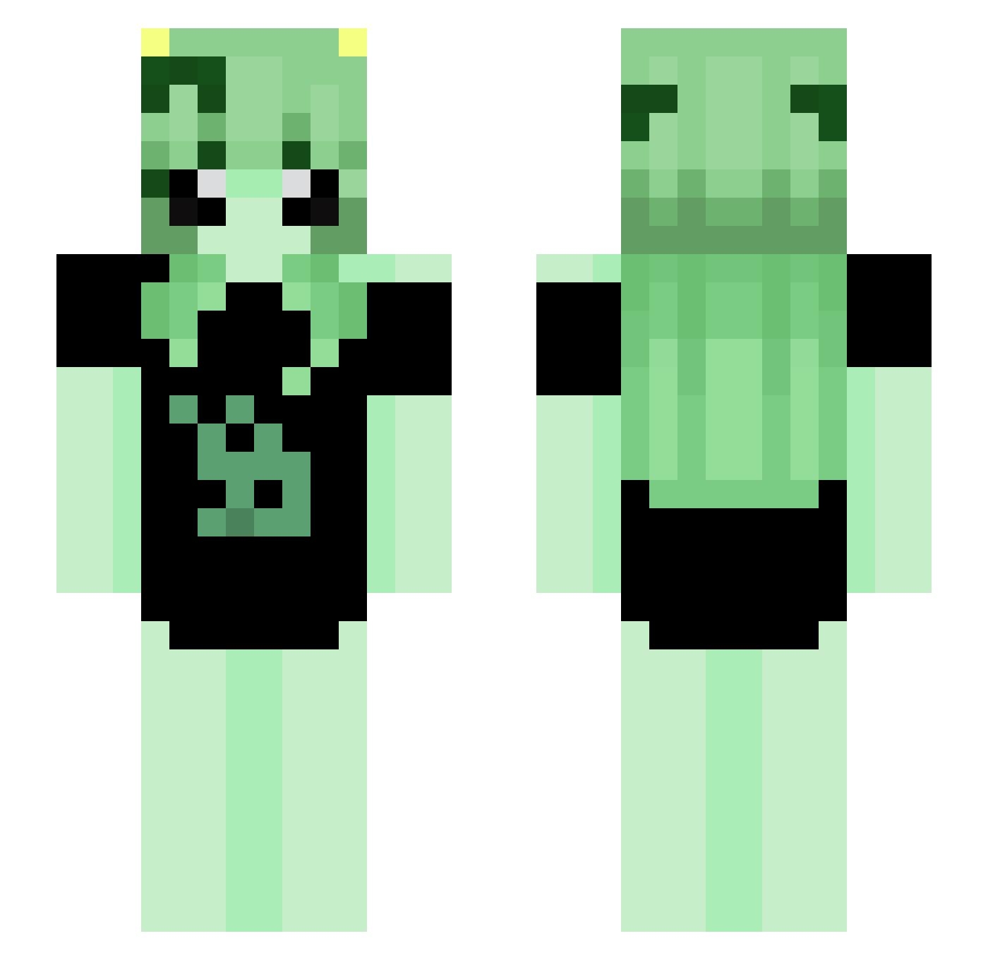 mazukine Minecraft skin, front and back view