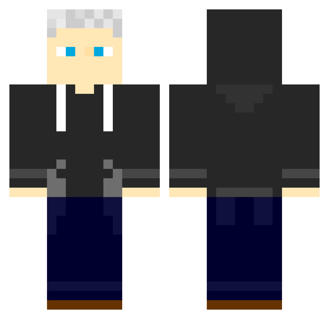 Agianless Minecraft skin, front and back view