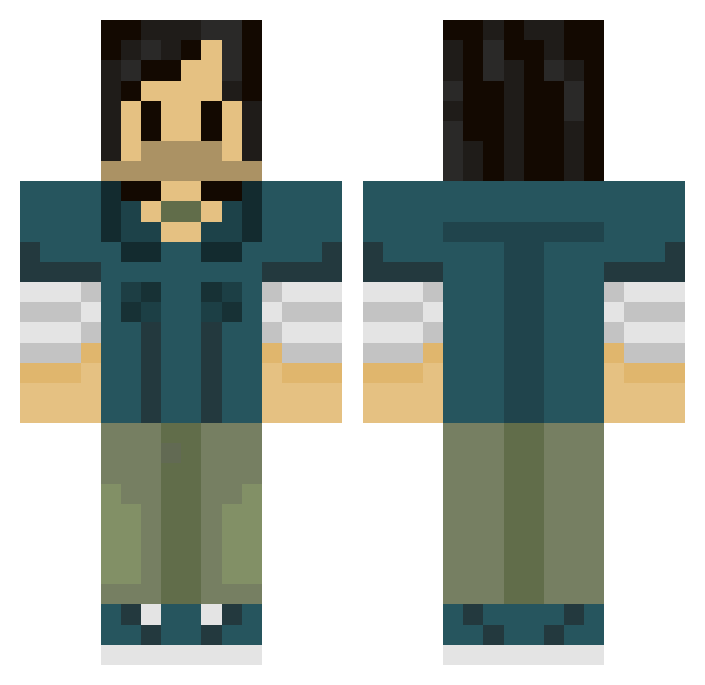 Codabra Minecraft skin, front and back view