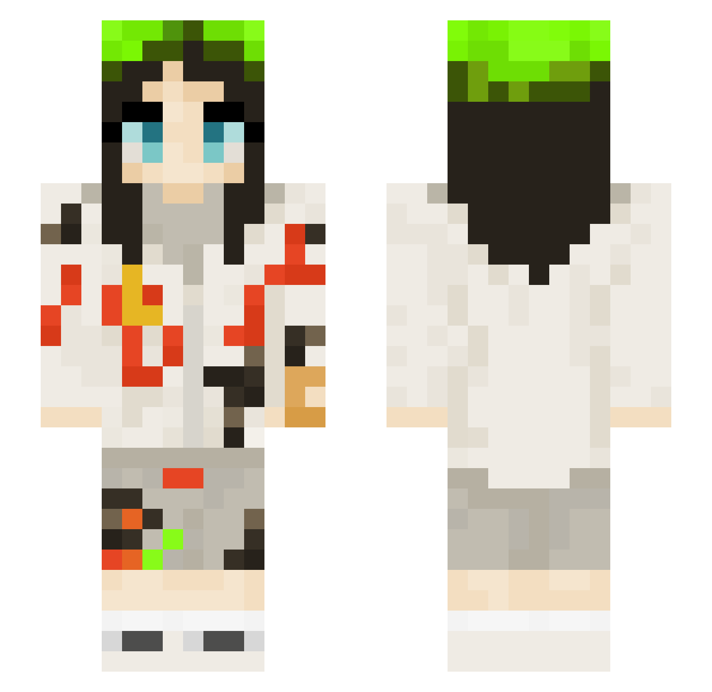 billiepiratee Minecraft skin, front and back view