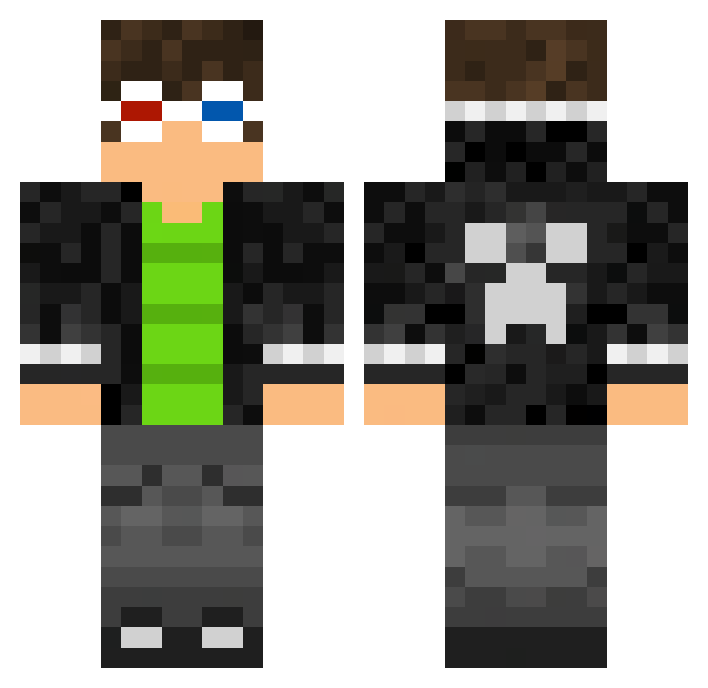 orizyre Minecraft skin, front and back view