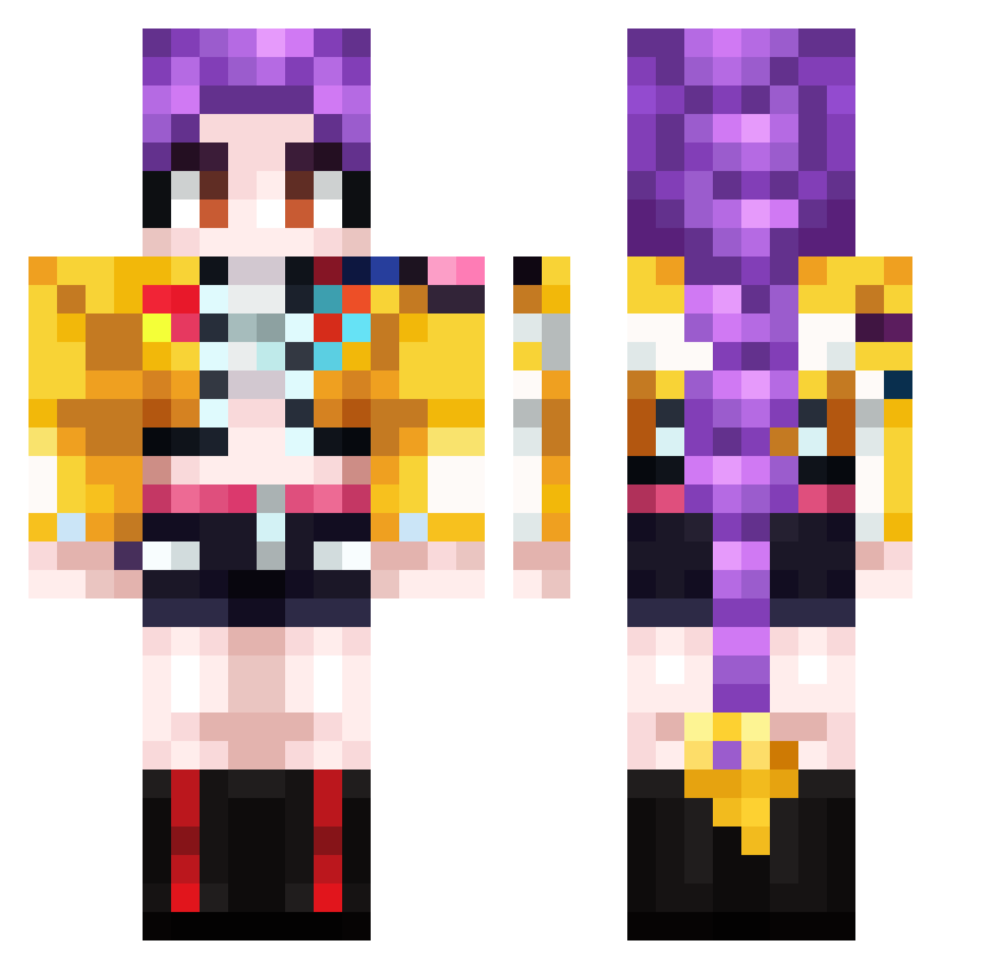 DefectiveBot Minecraft skin, front and back view