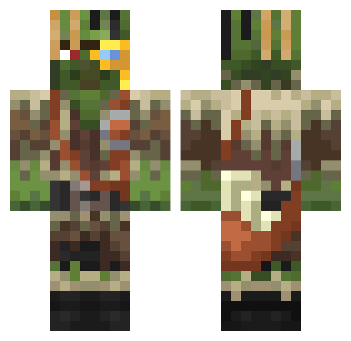 Tropospheric Minecraft skin, front and back view