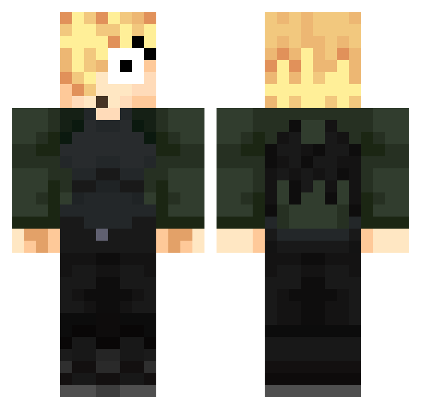 Breadpire Minecraft skin, front and back view
