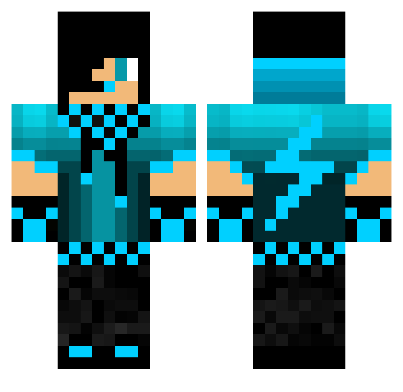 uZali Minecraft skin, front and back view
