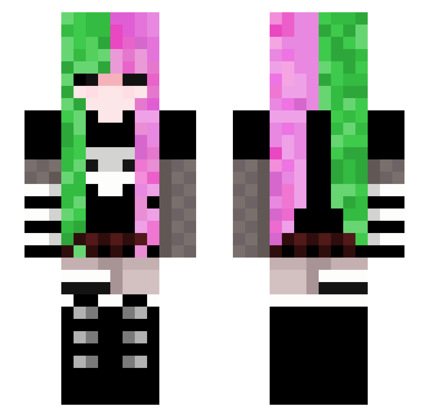vomity Minecraft skin, front and back view