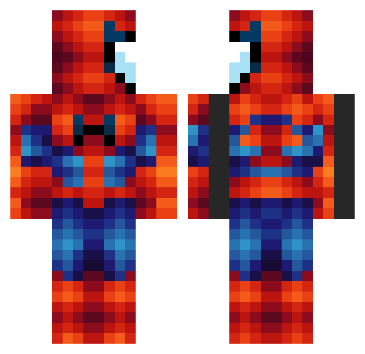 Roberons Minecraft skin, front and back view