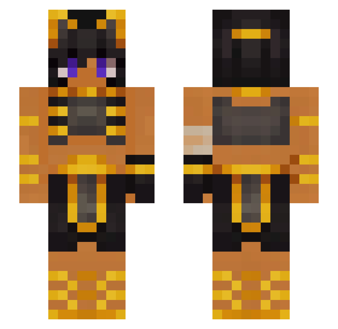 Zombieman1234 Minecraft skin, front and back view
