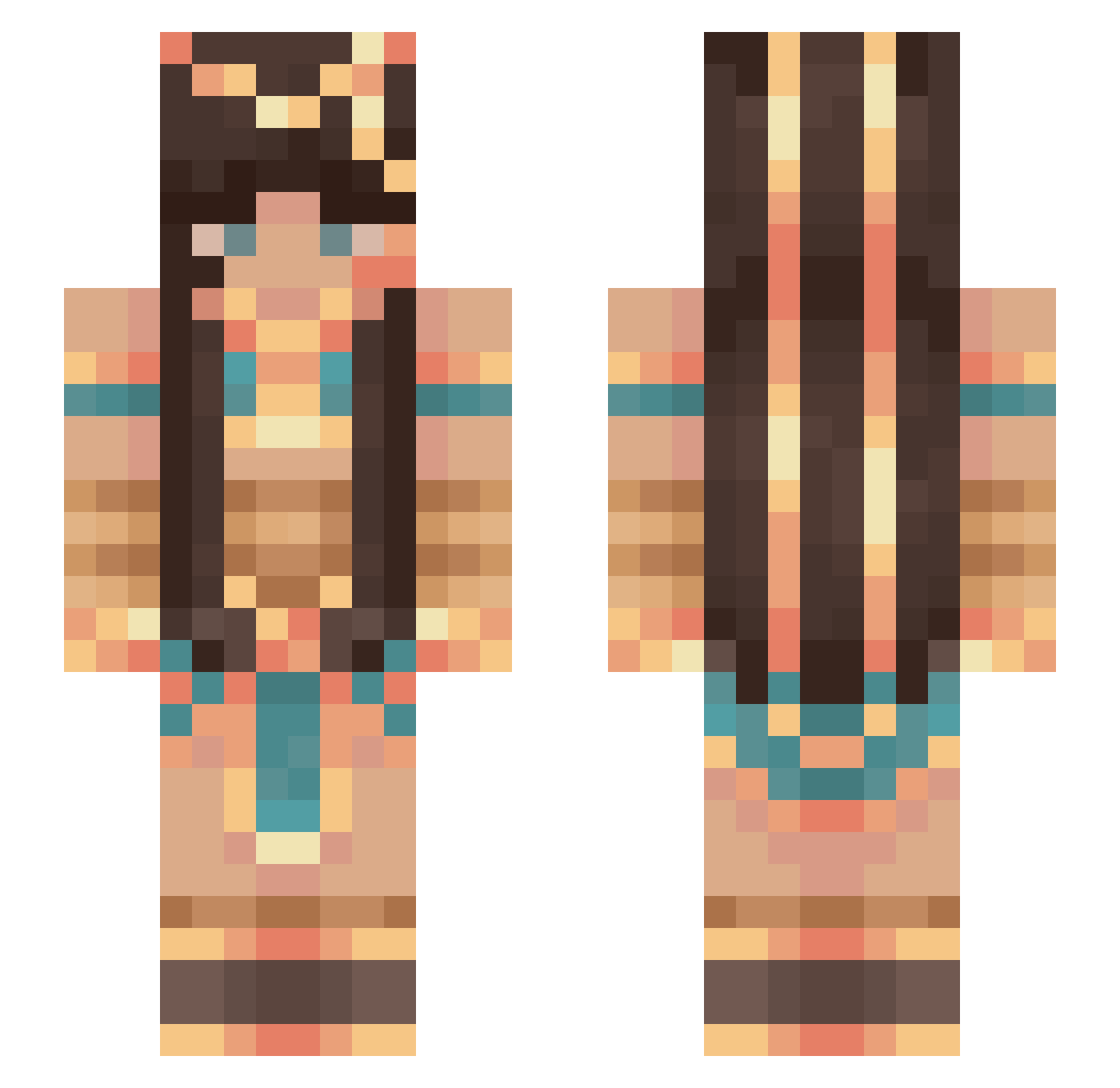 Lana1011 Minecraft skin, front and back view