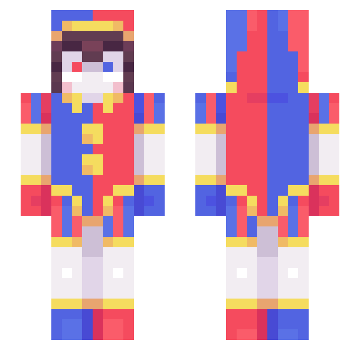 Chaosluke1589 Minecraft skin, front and back view
