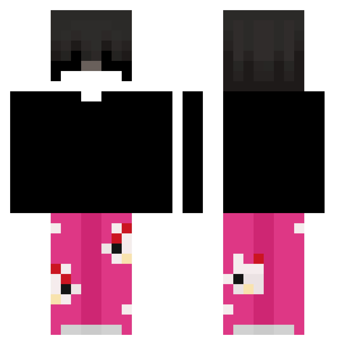 R4ress Minecraft skin, front and back view