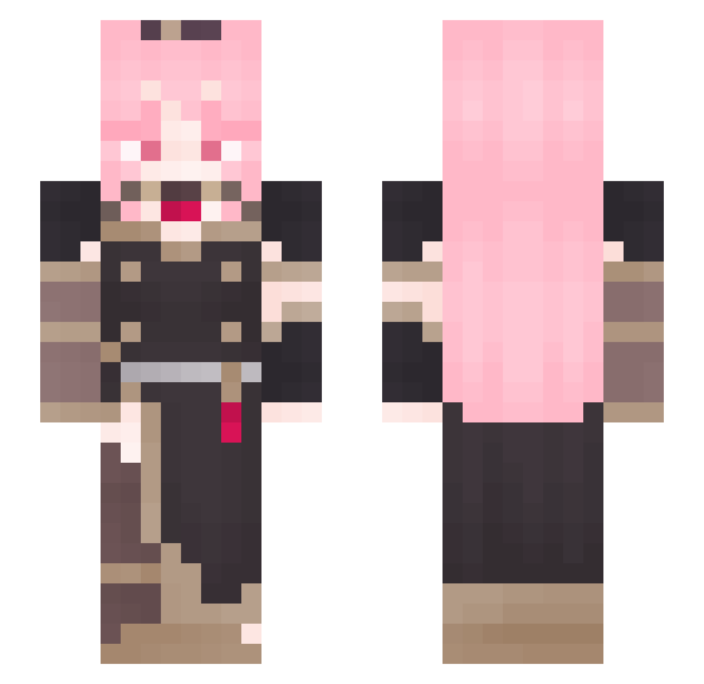 gutsplash Minecraft skin, front and back view
