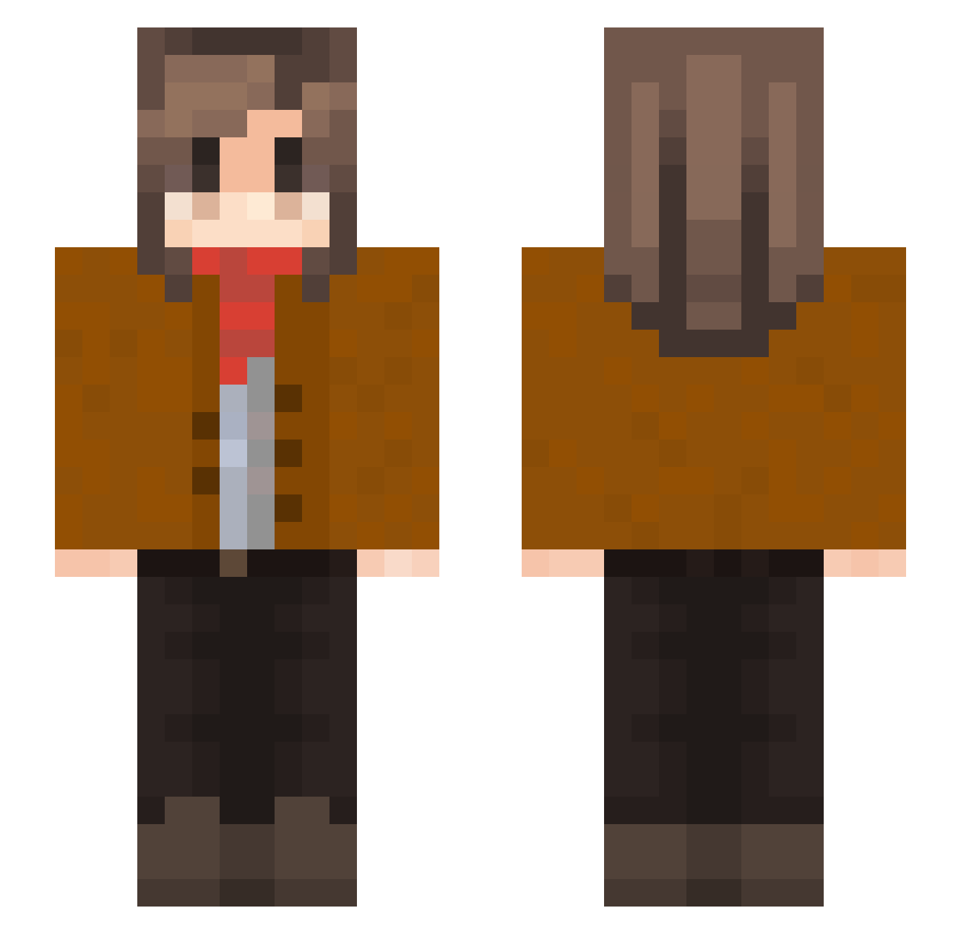 BaniW Minecraft skin, front and back view