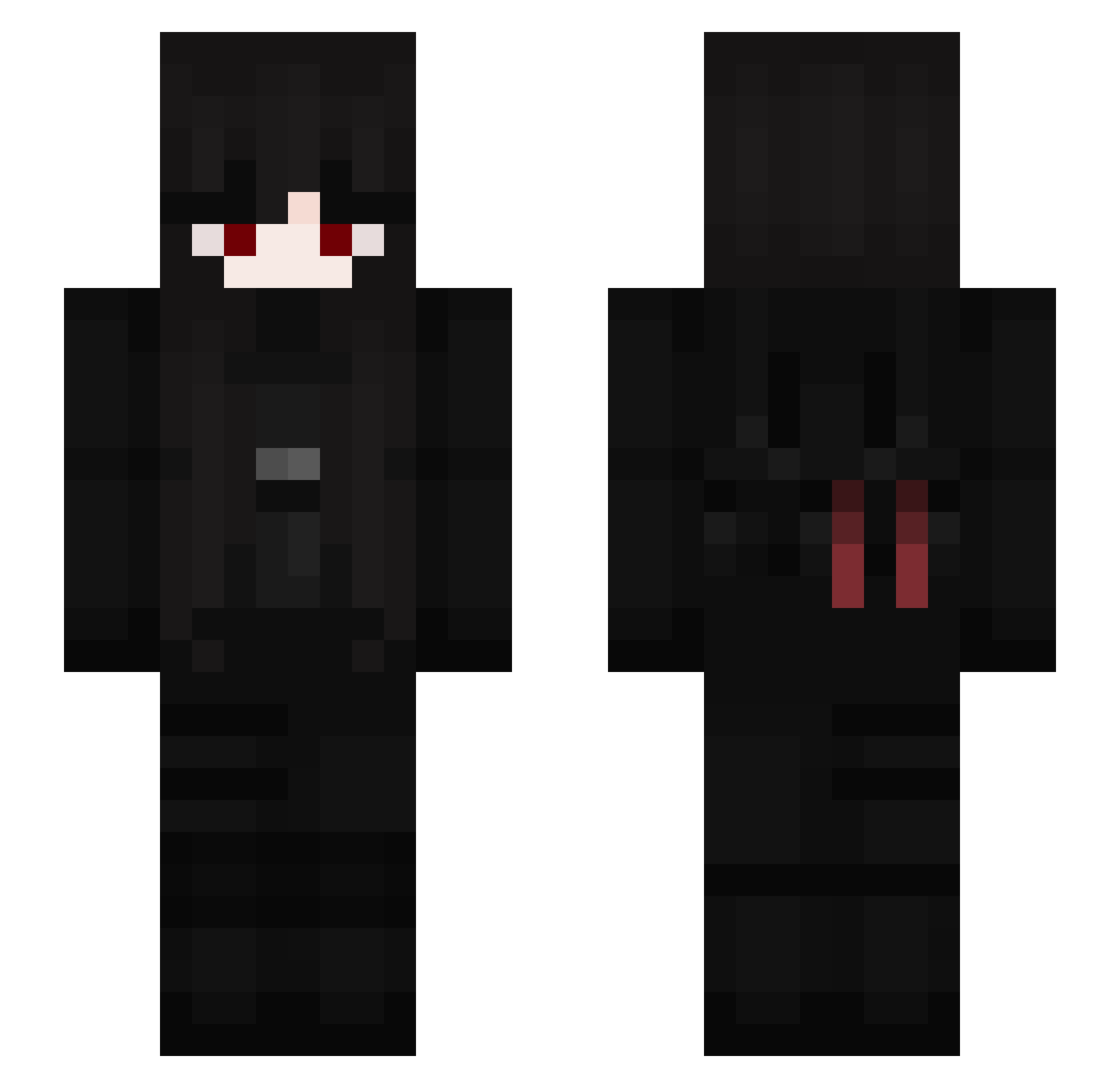 SinfulSil Minecraft skin, front and back view