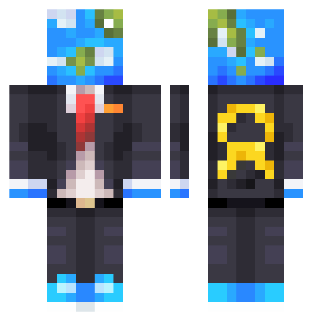 SkyG3nz Minecraft skin, front and back view