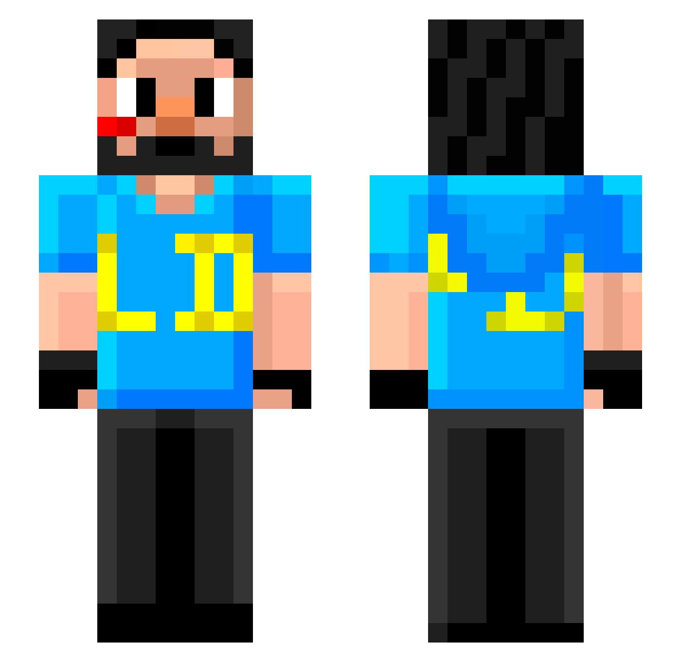 JJoooi21 Minecraft skin, front and back view