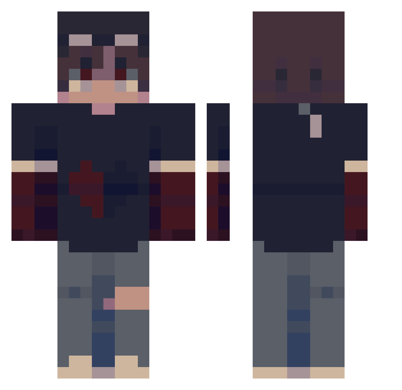 Critiqe Minecraft skin, front and back view