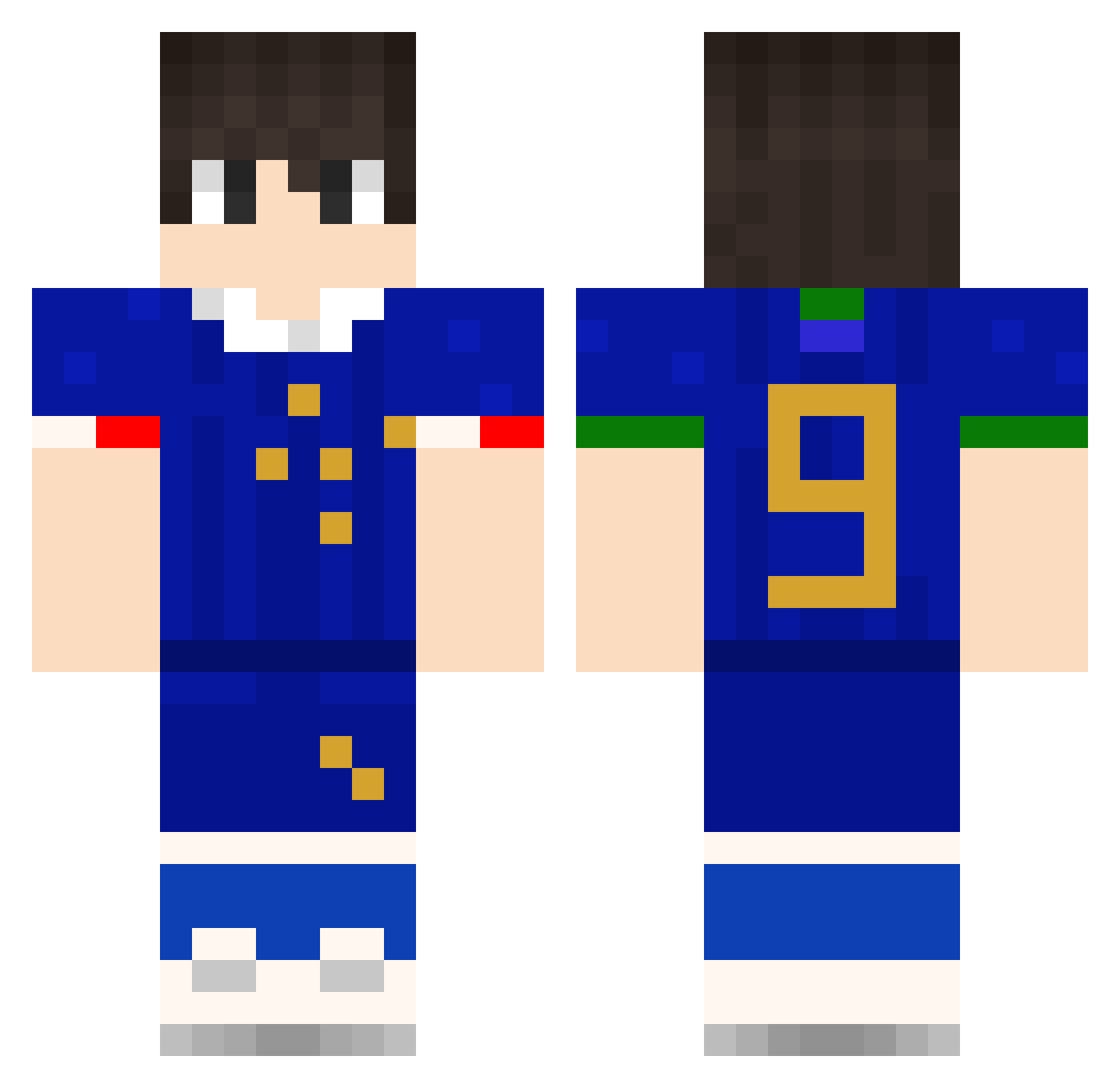 W0lffBR Minecraft skin, front and back view