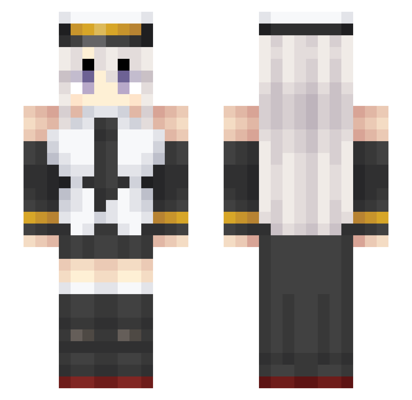 Just_white_TW Minecraft skin, front and back view