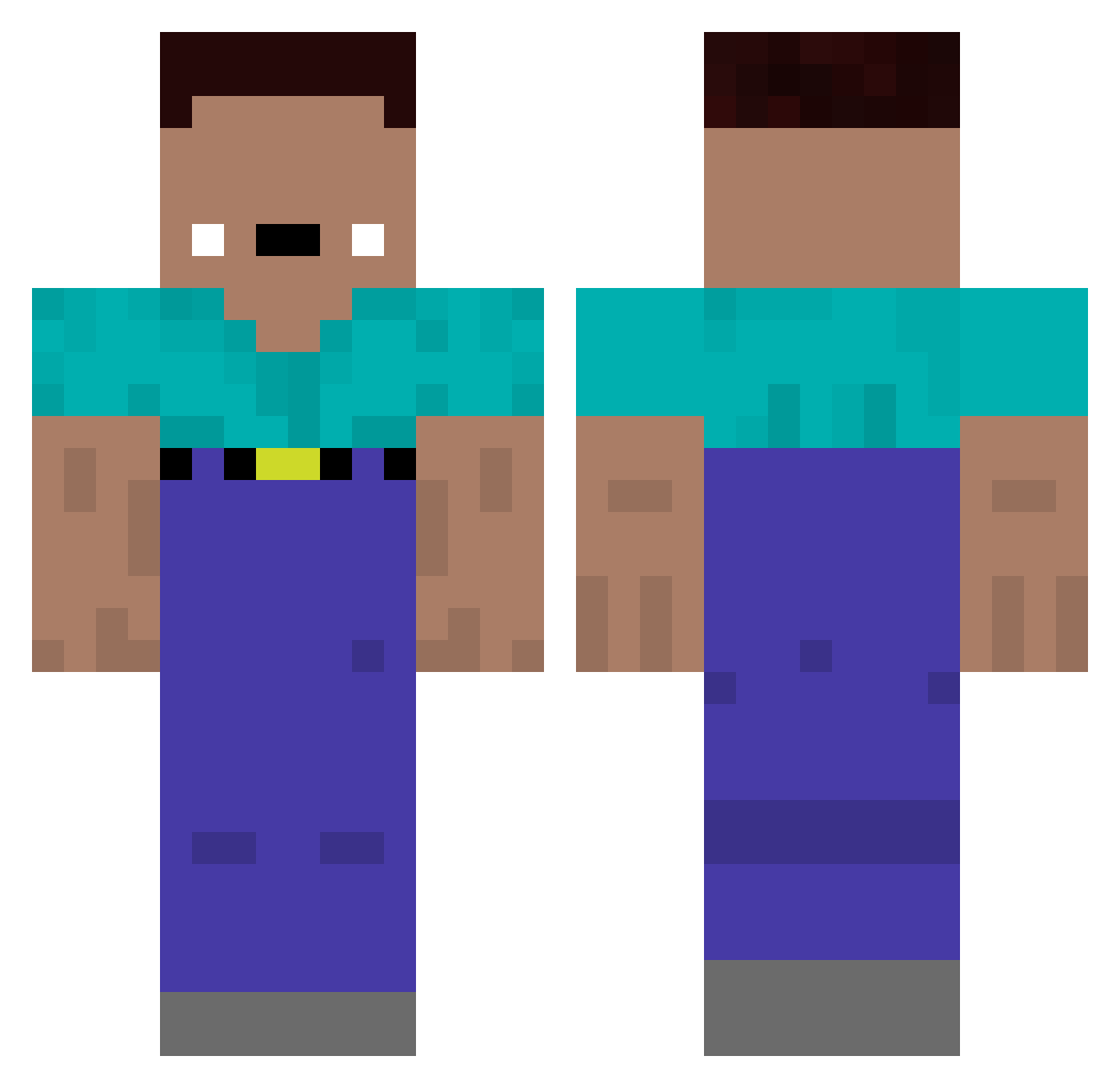 SquarishFan Minecraft skin, front and back view