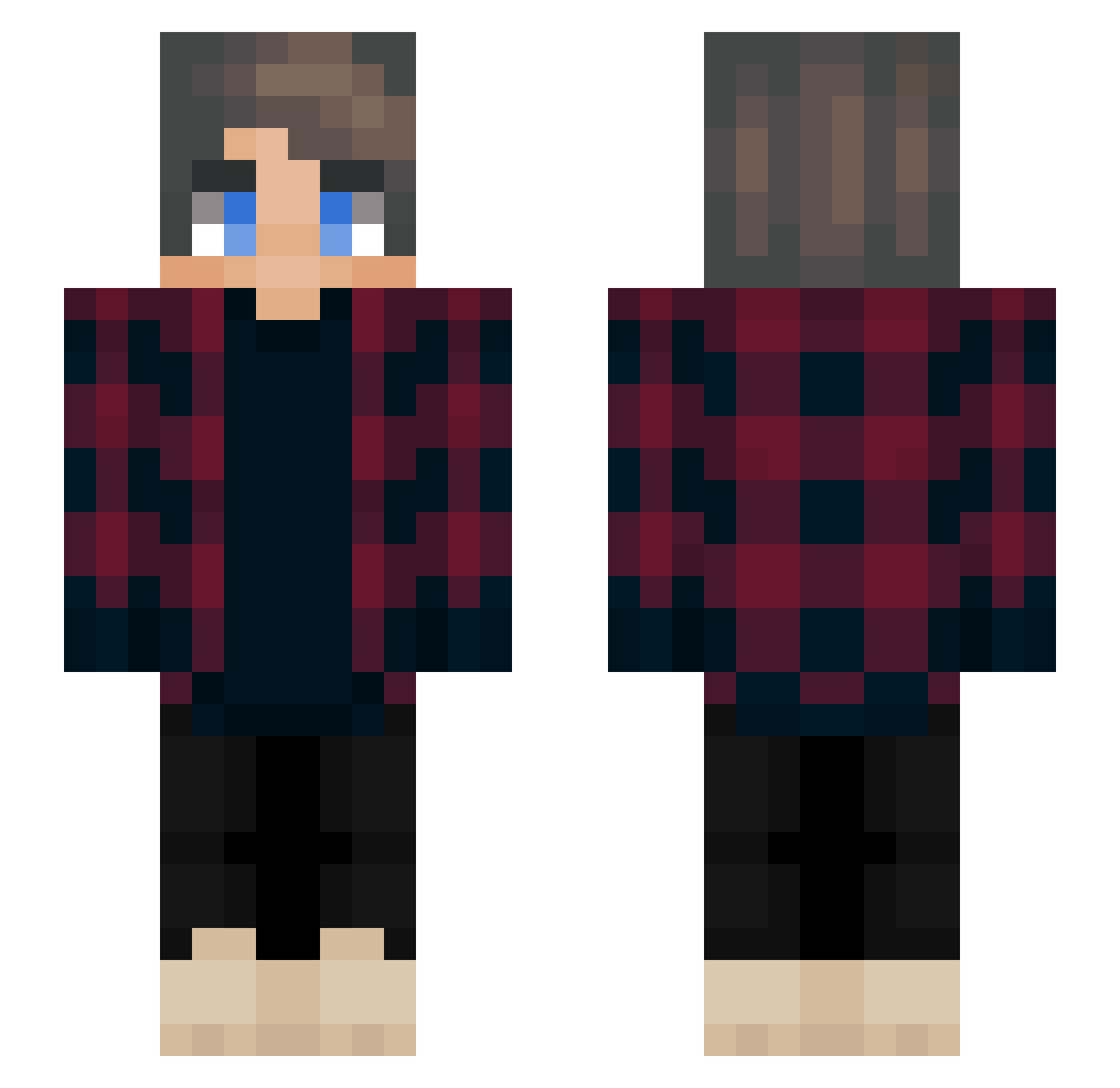 Storslice Minecraft skin, front and back view
