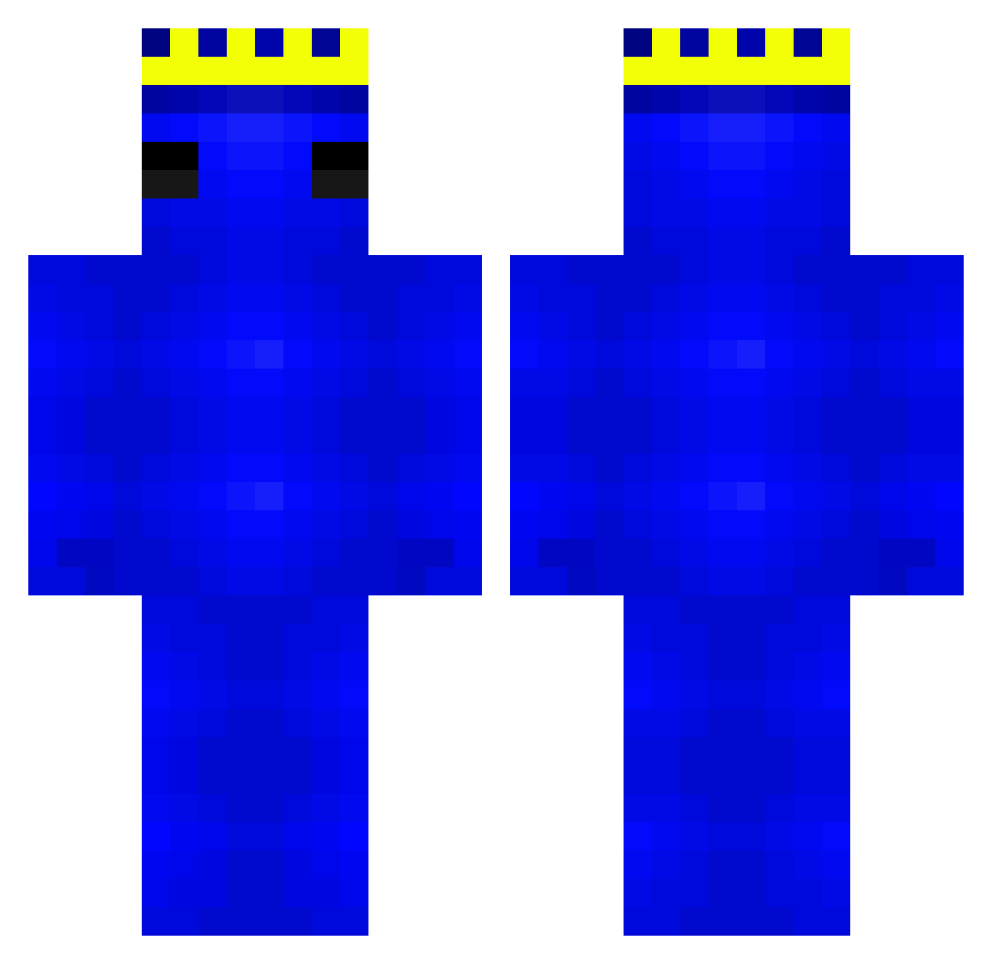 STARBLASTIO Minecraft skin, front and back view