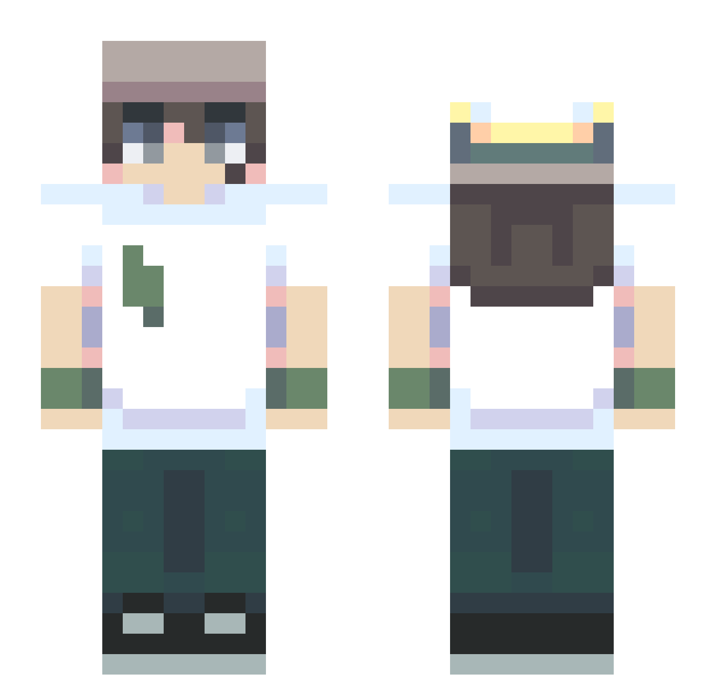 uitravioiiet Minecraft skin, front and back view