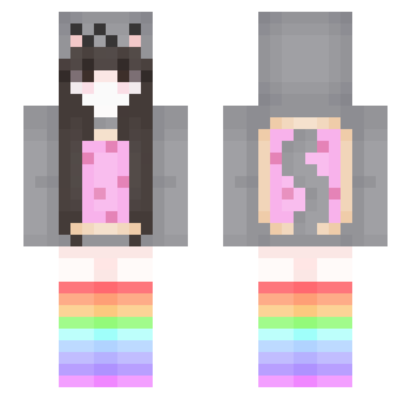 s3pii Minecraft skin, front and back view