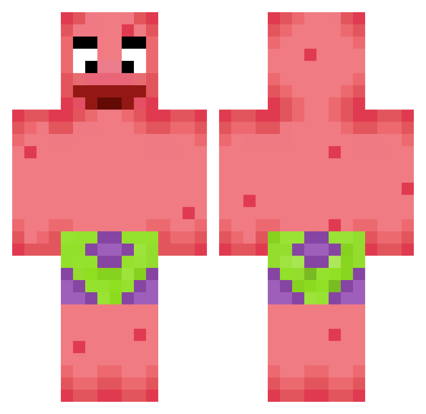 MrAngster Minecraft skin, front and back view