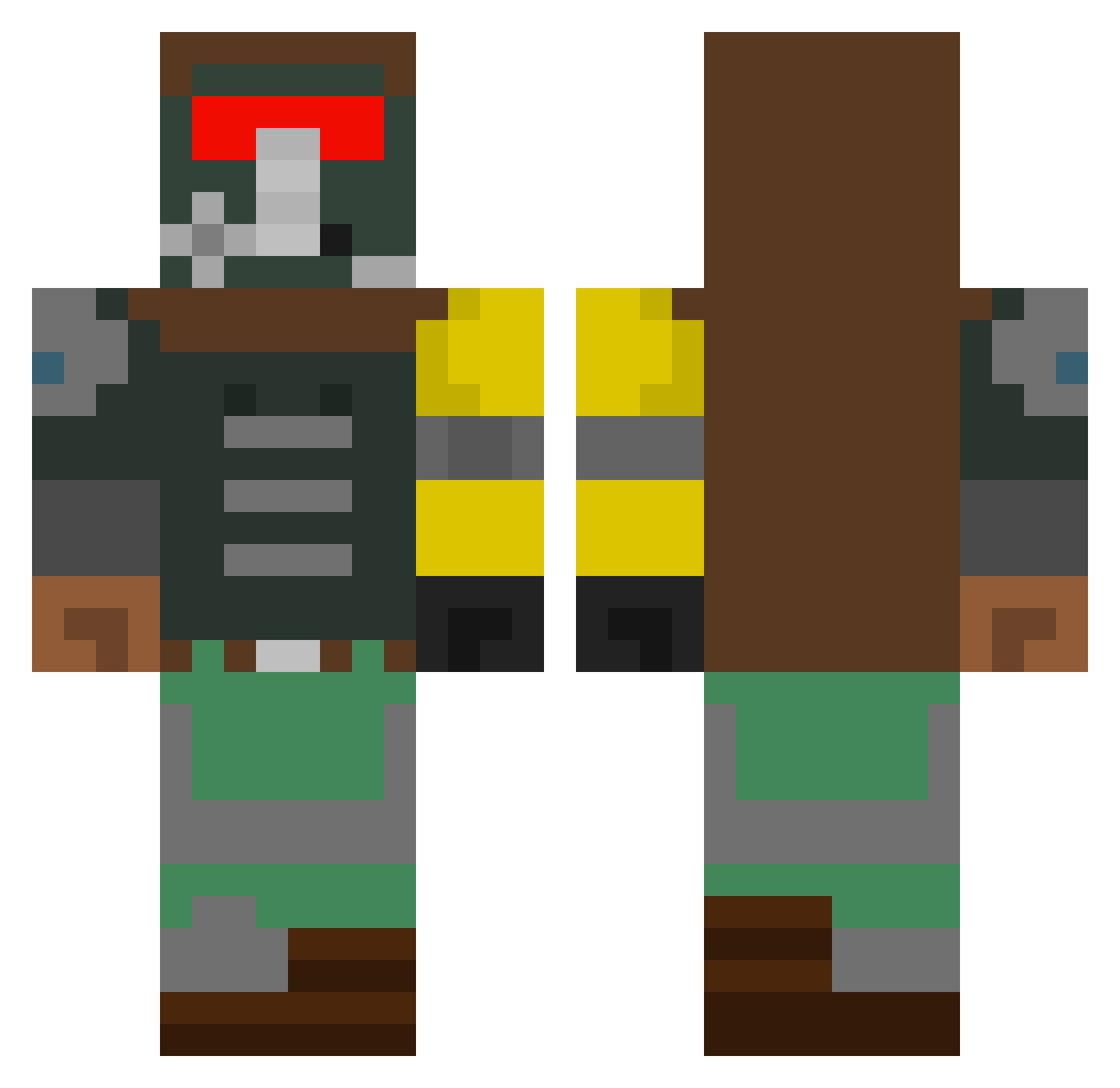 Indomation Minecraft skin, front and back view
