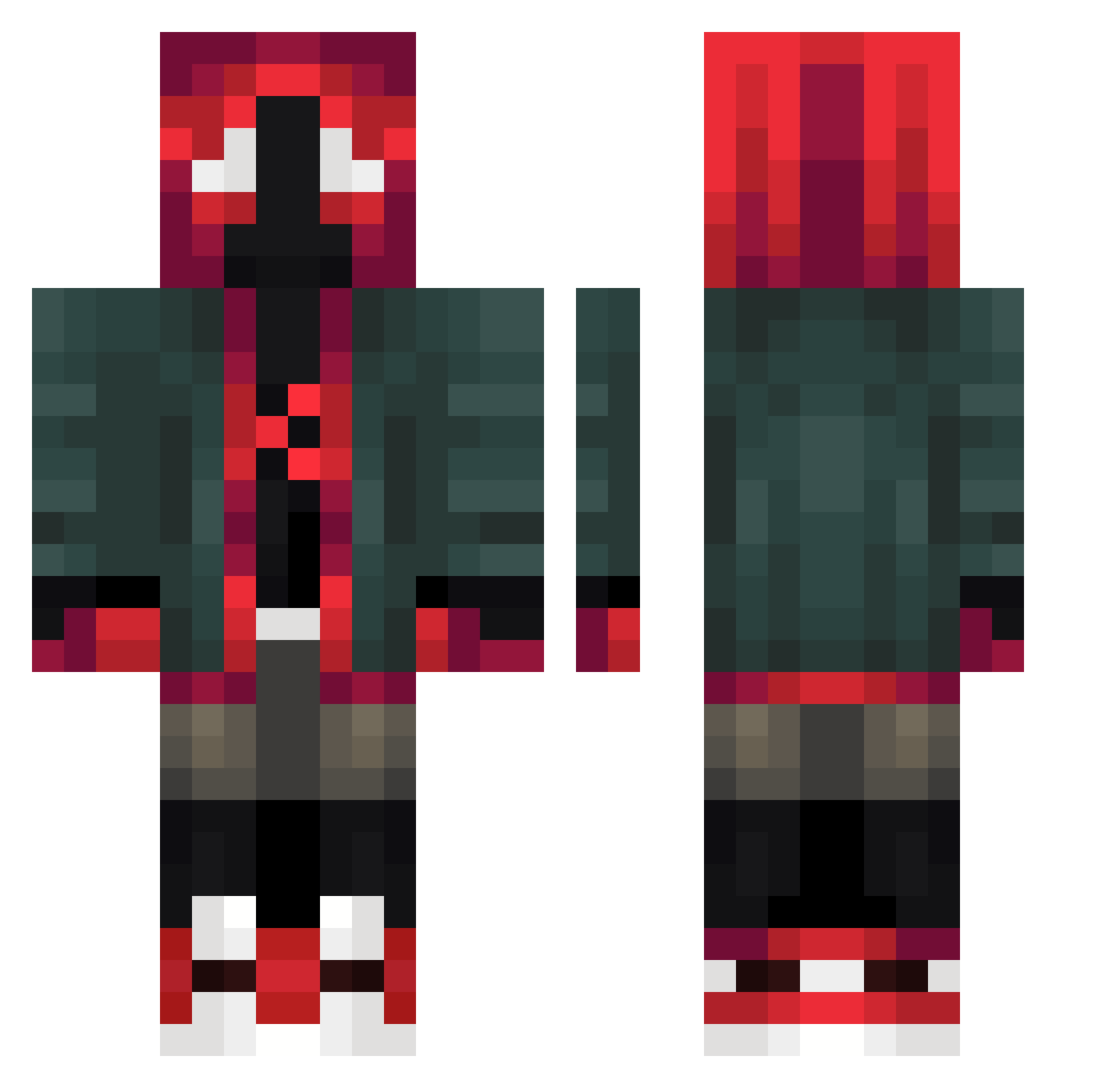 Draggonix Minecraft skin, front and back view