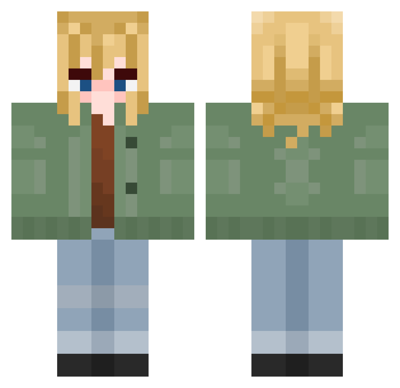 Blubz1 Minecraft skin, front and back view
