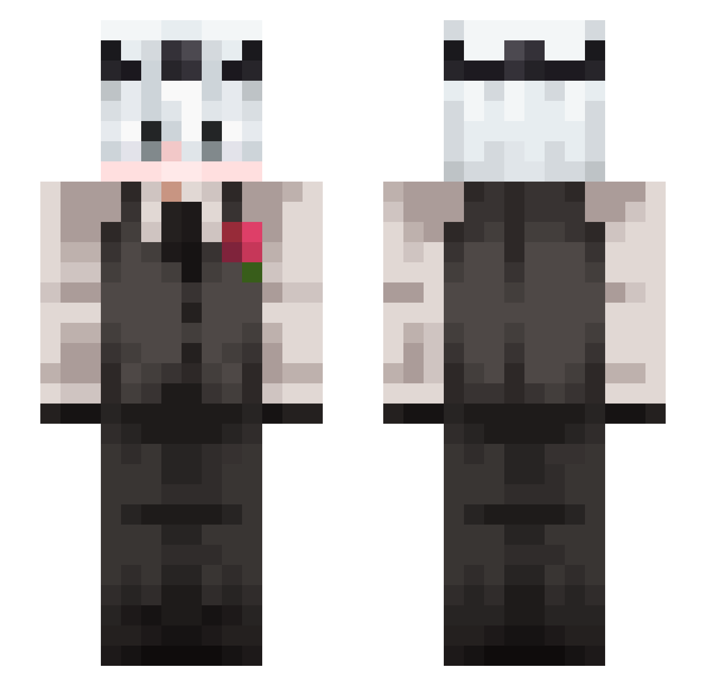 HuzyFn Minecraft skin, front and back view
