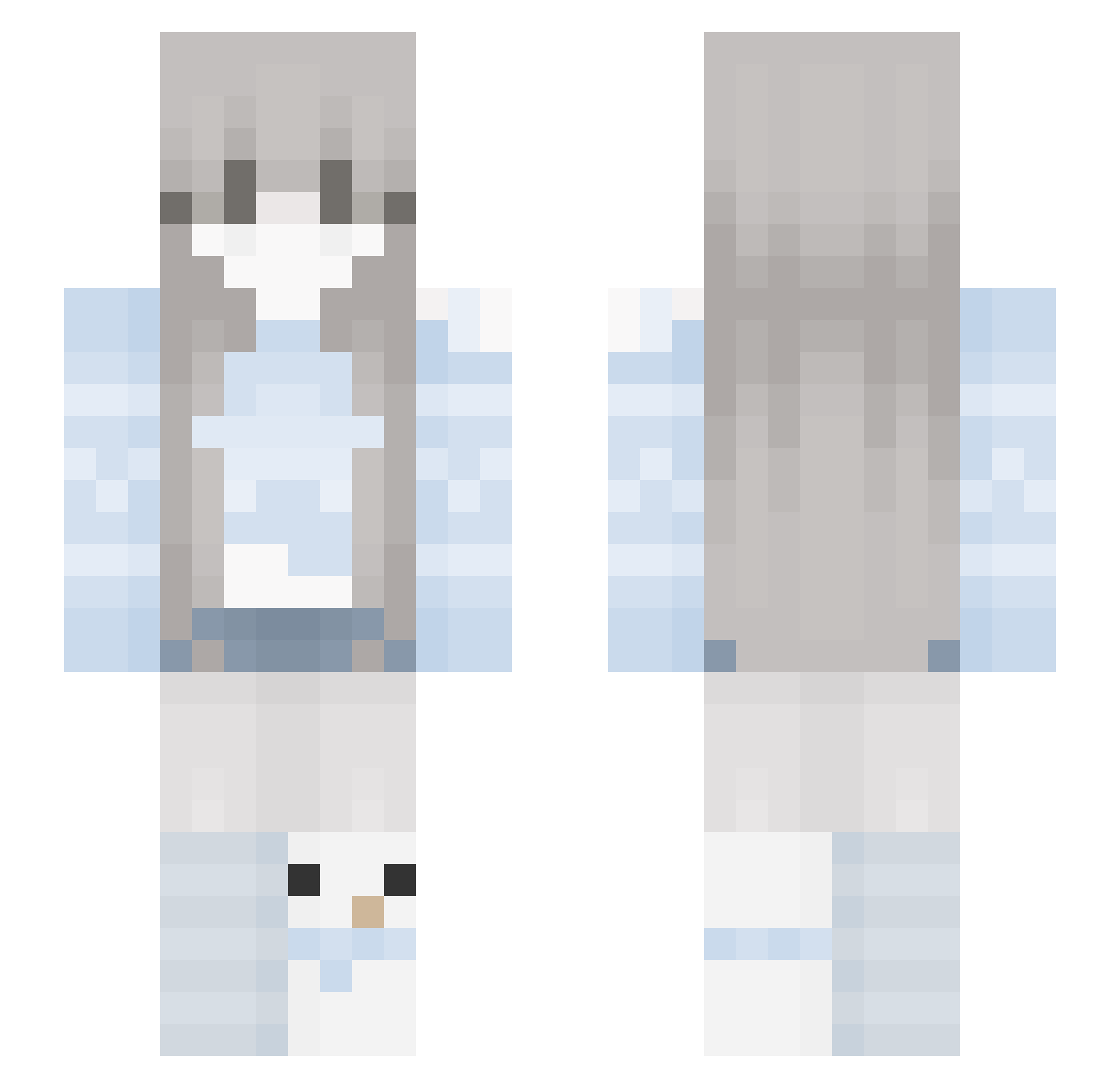 Alxsla Minecraft skin, front and back view