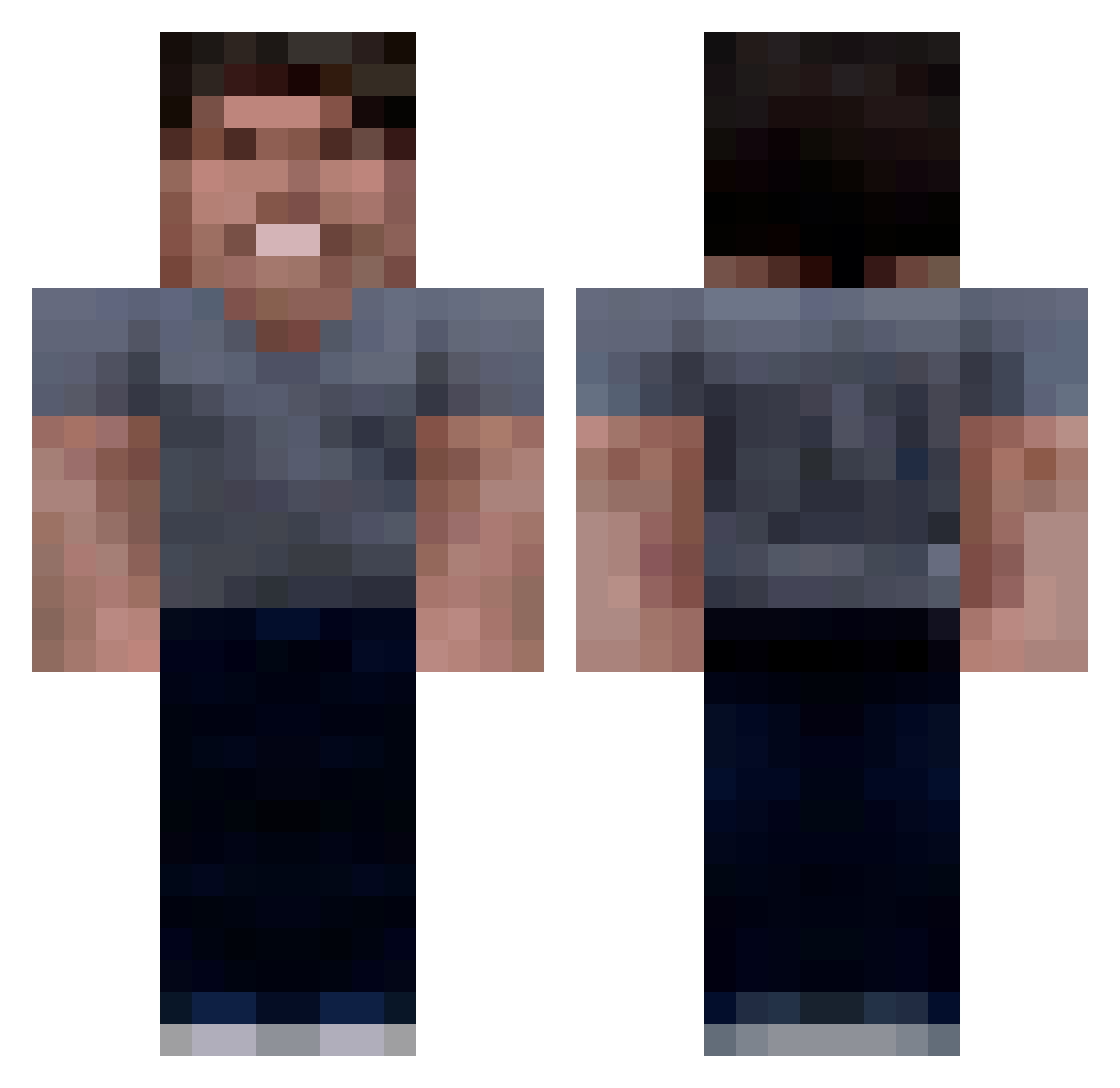 JJneedssleep Minecraft skin, front and back view