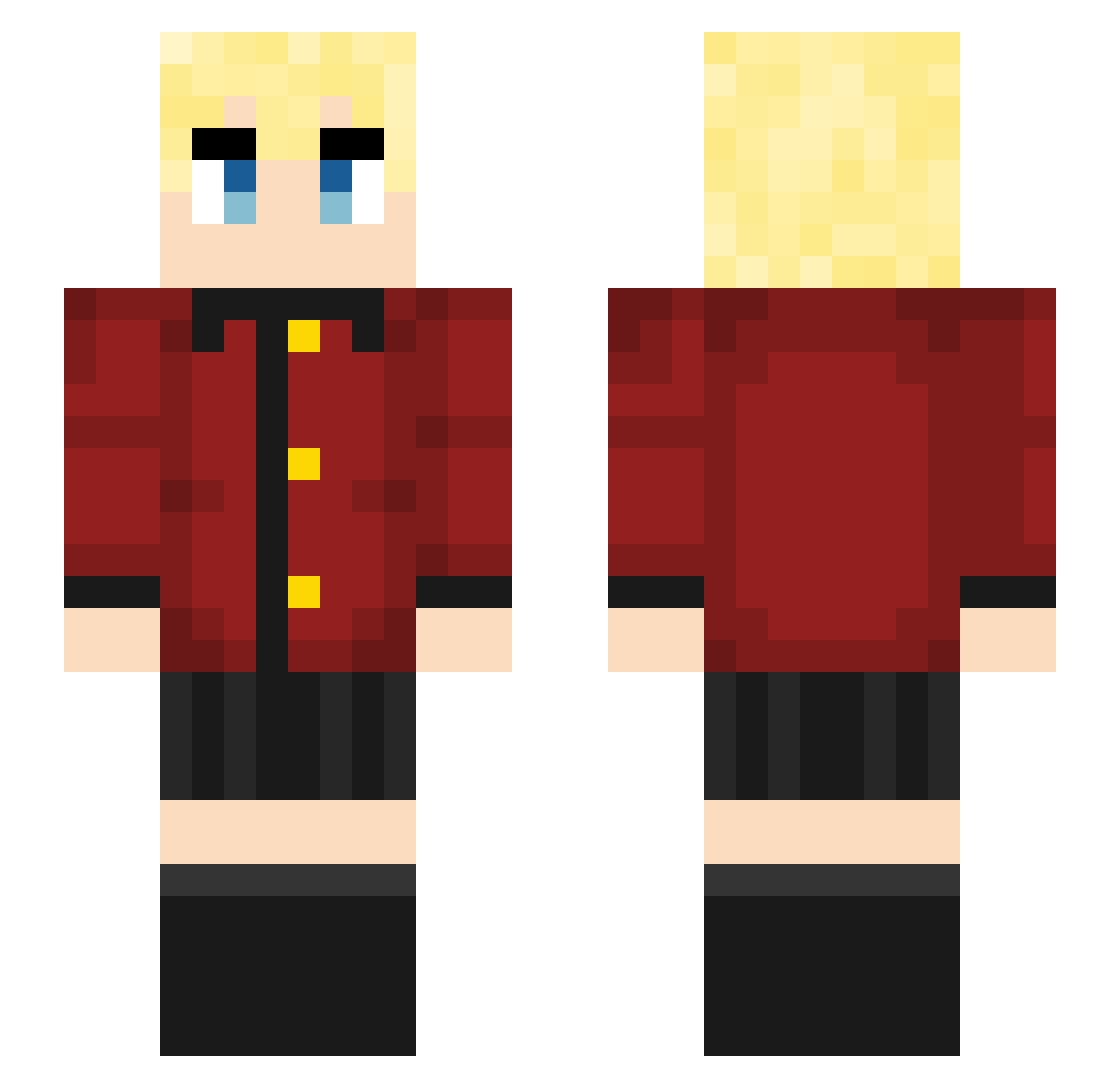 MobRulezzz Minecraft skin, front and back view