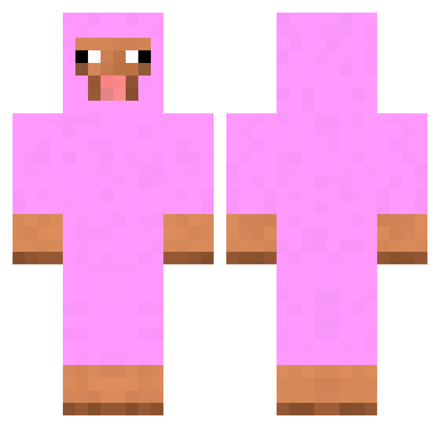 XxQueenBerthaxX Minecraft skin, front and back view