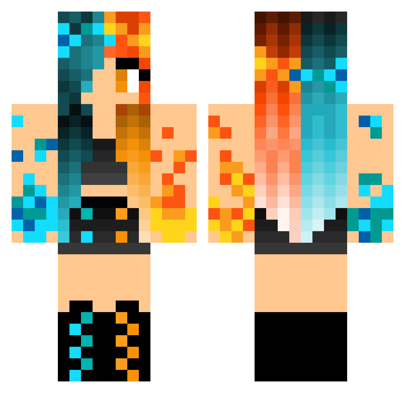 Dragonpeelz Minecraft skin, front and back view