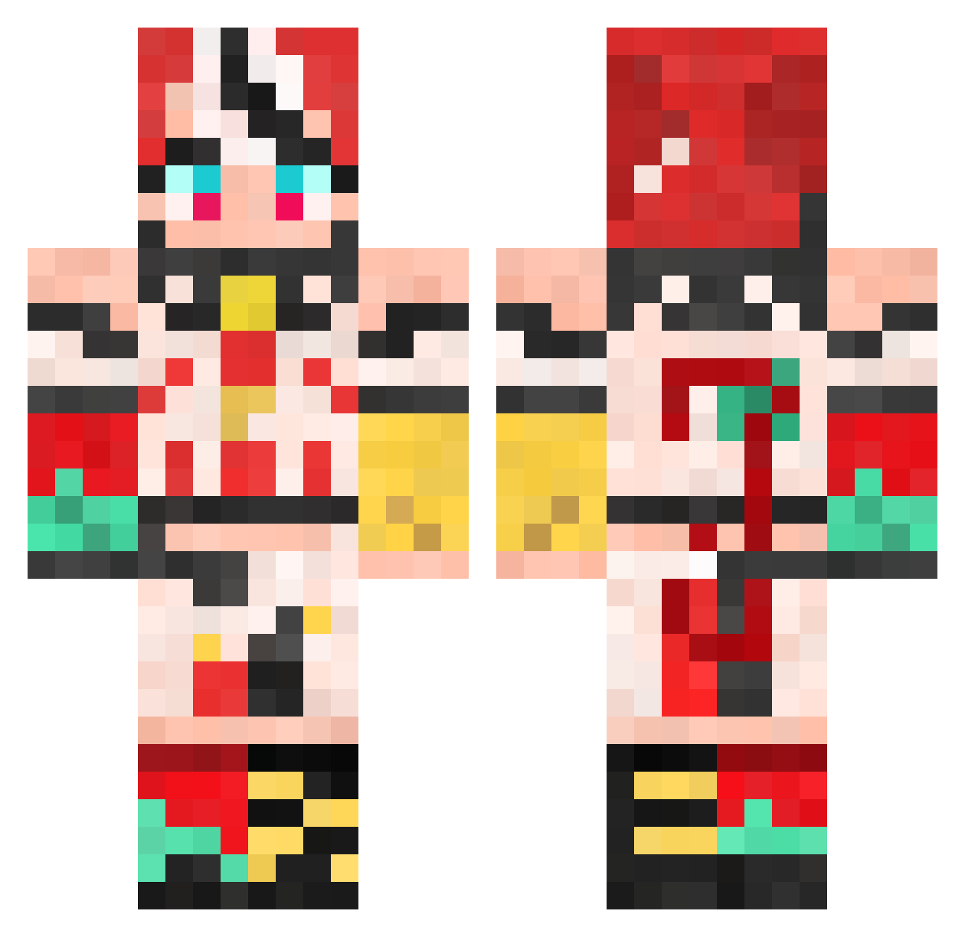 aknomenki Minecraft skin, front and back view