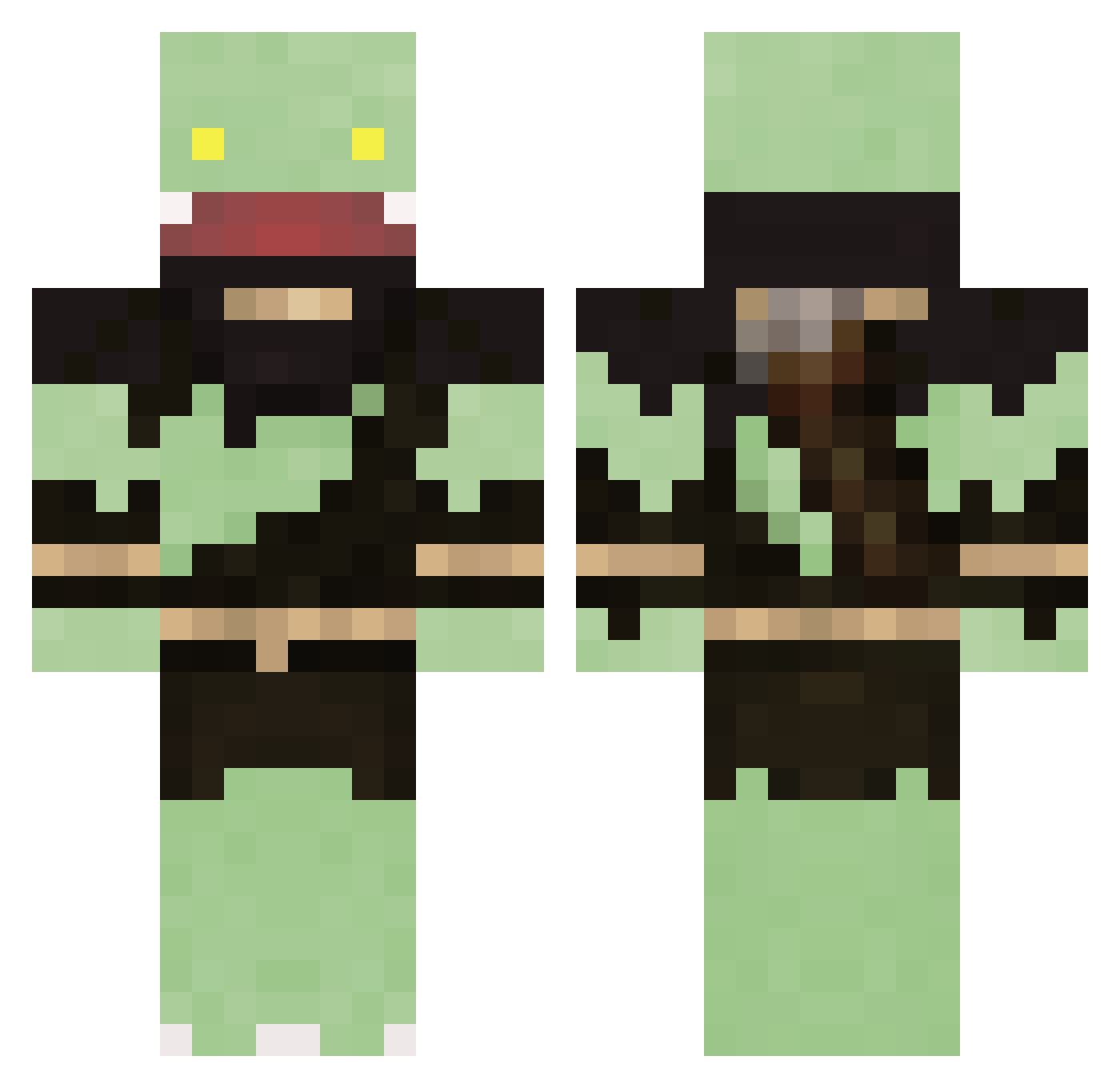 Ryddeerr Minecraft skin, front and back view