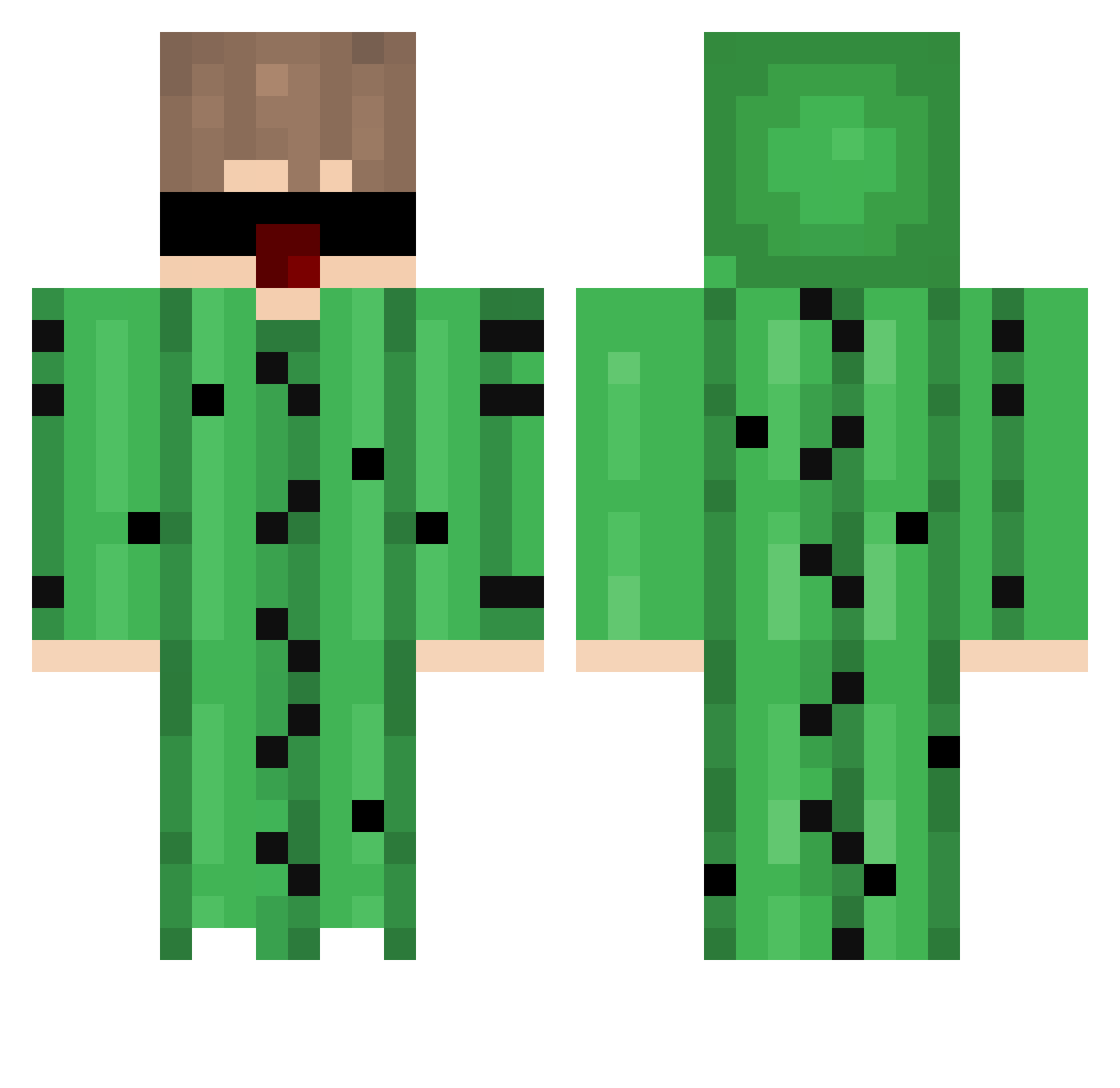 Cactiee Minecraft skin, front and back view