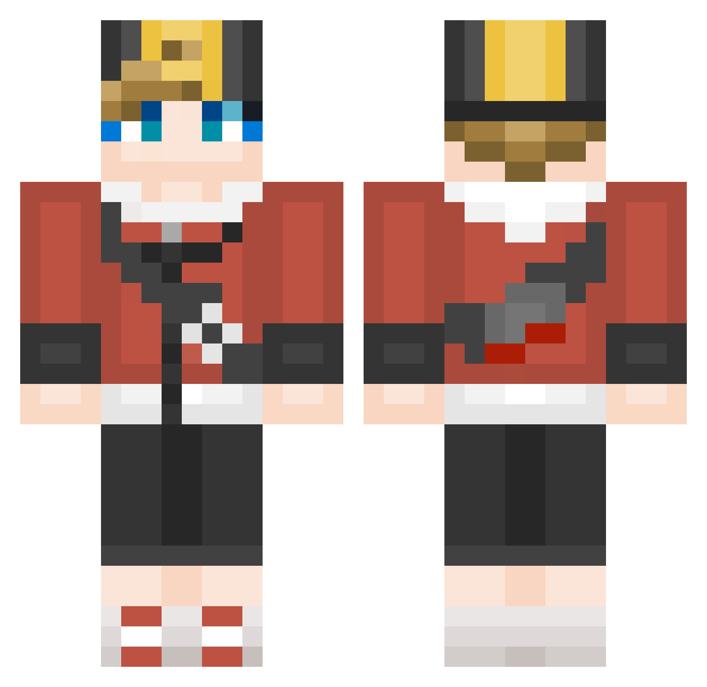 Jeancob Minecraft skin, front and back view