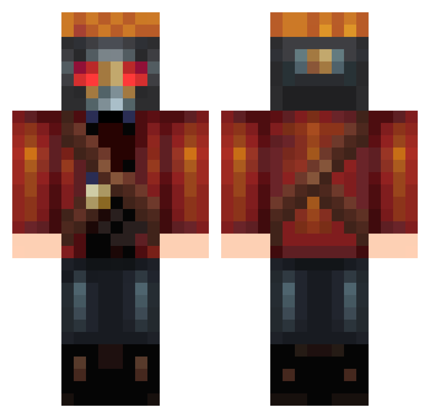 CAUL1FL0W3R Minecraft skin, front and back view