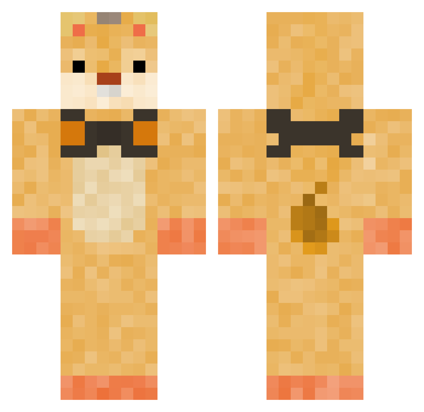 Cheelli Minecraft skin, front and back view