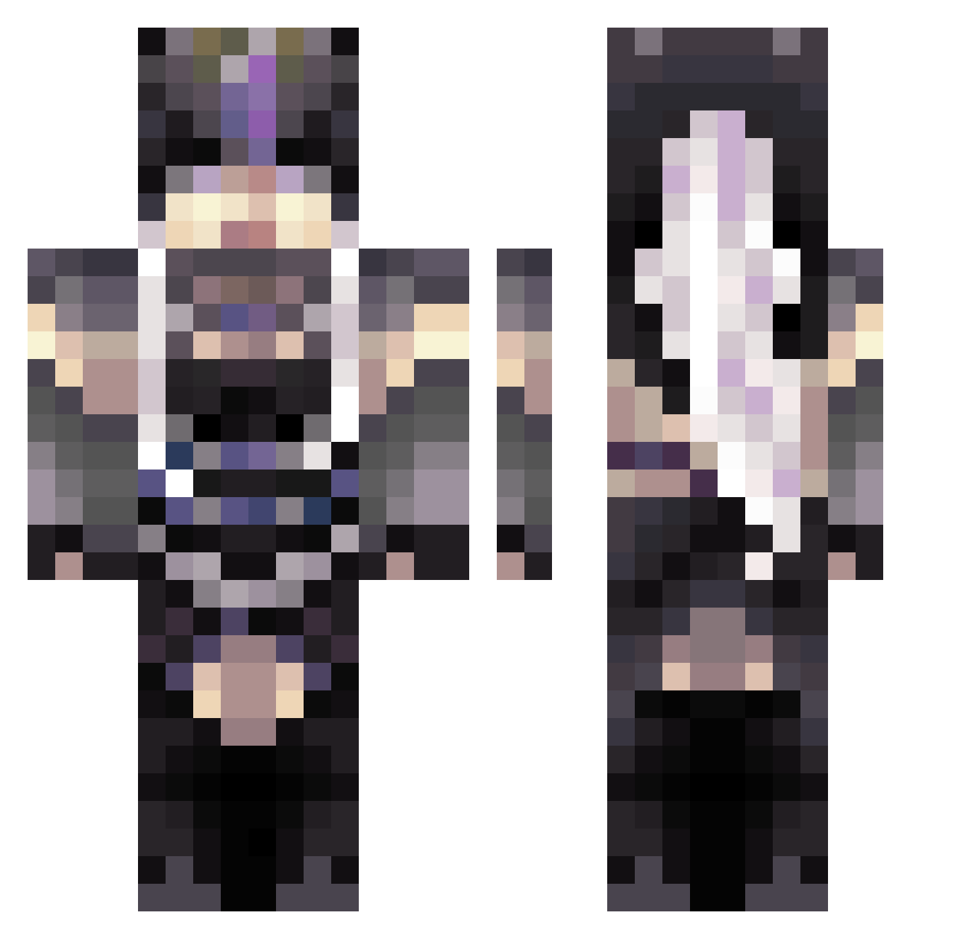spl1shy Minecraft skin, front and back view