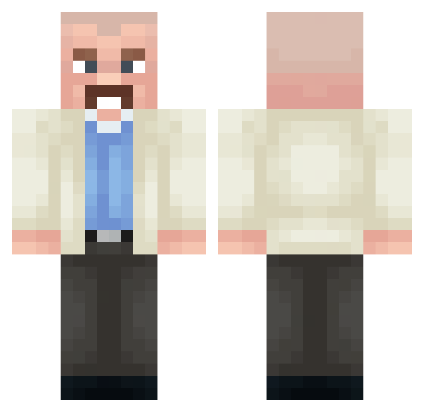 Xothelex Minecraft skin, front and back view