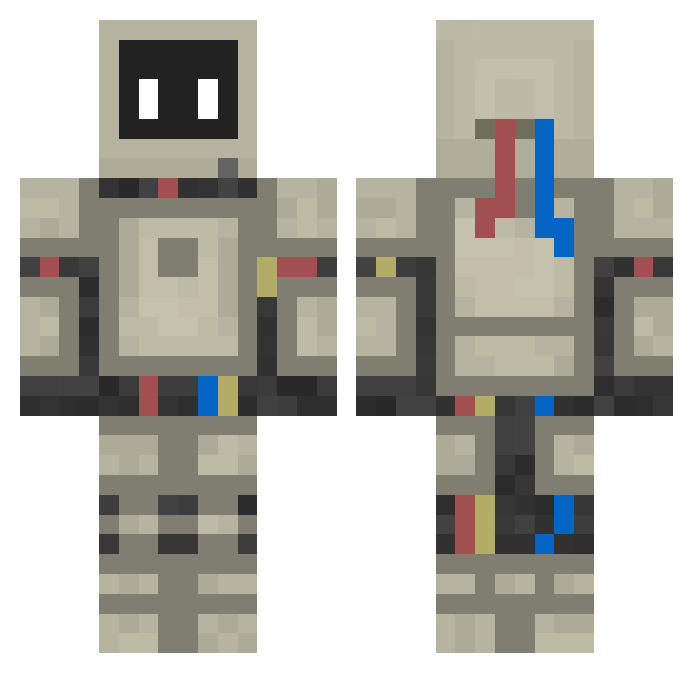 Hubbix Minecraft skin, front and back view