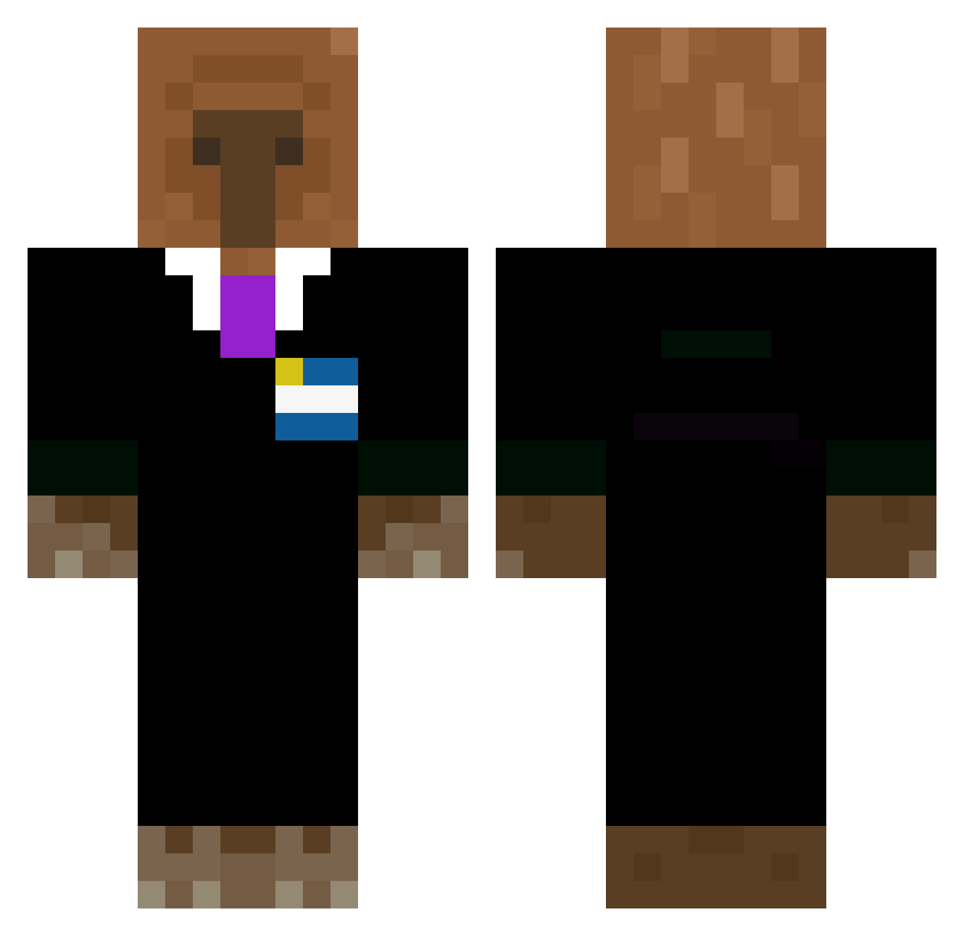 CyberCarpy Minecraft skin, front and back view